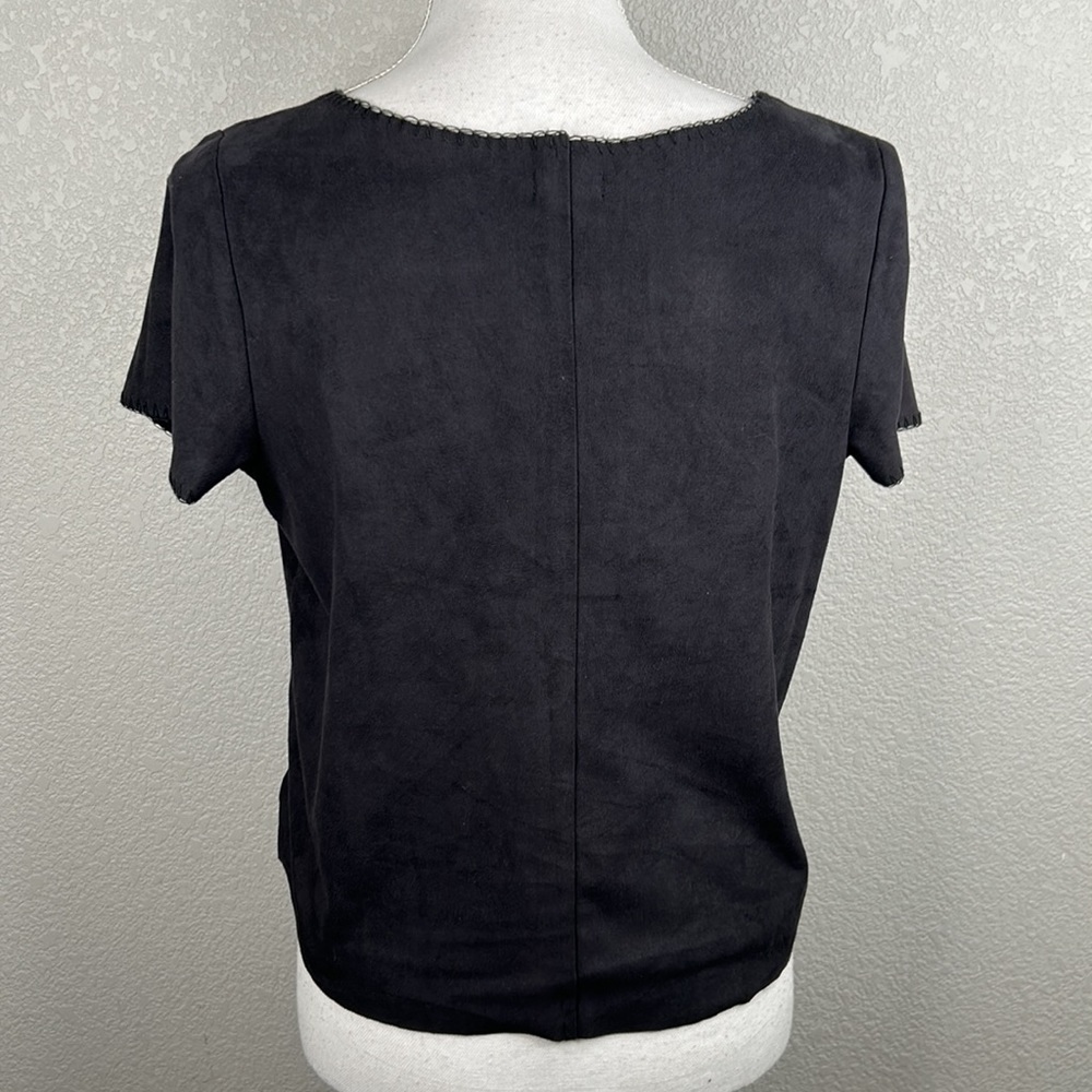 Hollister Black Faux Suede Top with Side Ties Size Small - Picture 4 of 6